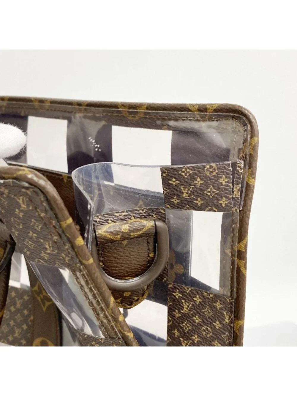 Louis Vuitton Handbag Monogram Chess Sac Plat Brown Clear 2-Way